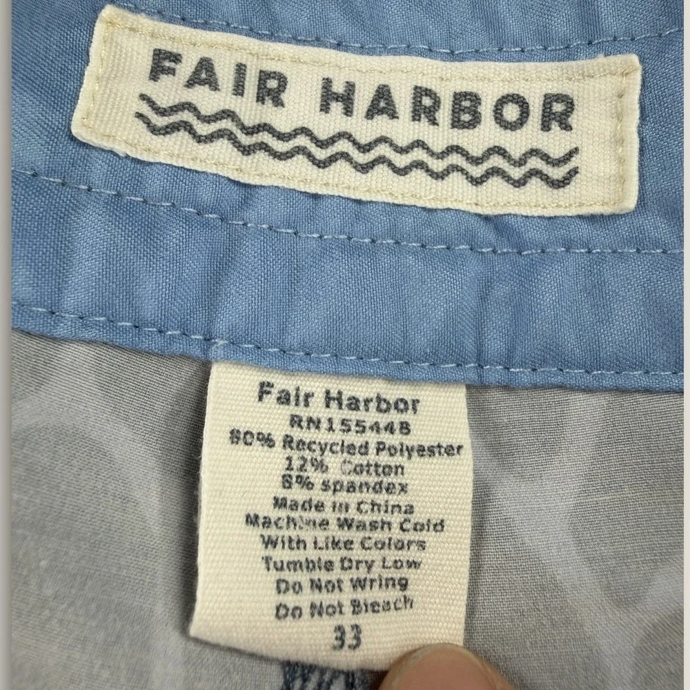 Fair Harbor Board Shorts Men's 33 Gray Blue Mosaic‎ Swim Trunks Stretch Lined